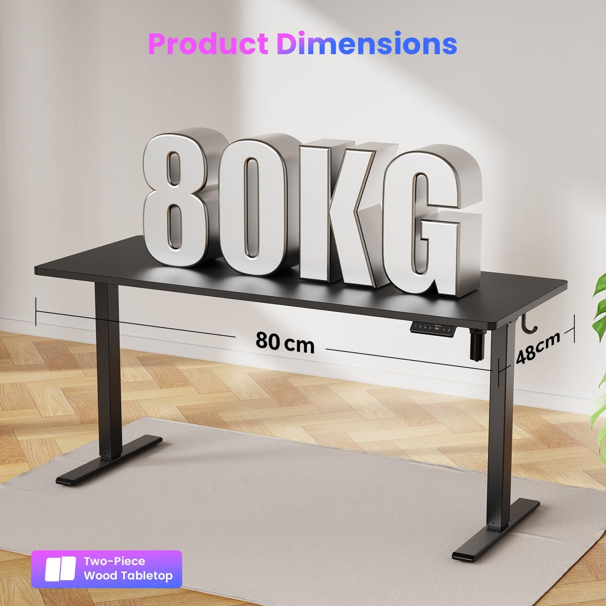 WALKINGDESK Electric Standing Desk, 80 x 60 cm, Black