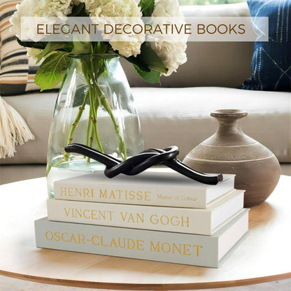 kroucoco Decorative Faux Books - Set of 3 Linen Storage Boxes for Coffee Table, Bookshelf & Home Decor (Sage-beige)