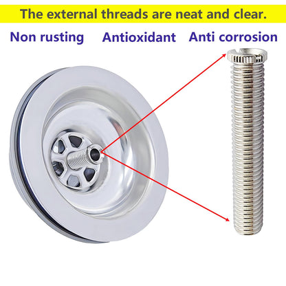 Qrity 70mm Ceramic Wash Basin Extended Bolt Screw Kitchen Sink Basket Strainer Plug Screw for Marble Artificial Quartz Stone Wash Basin