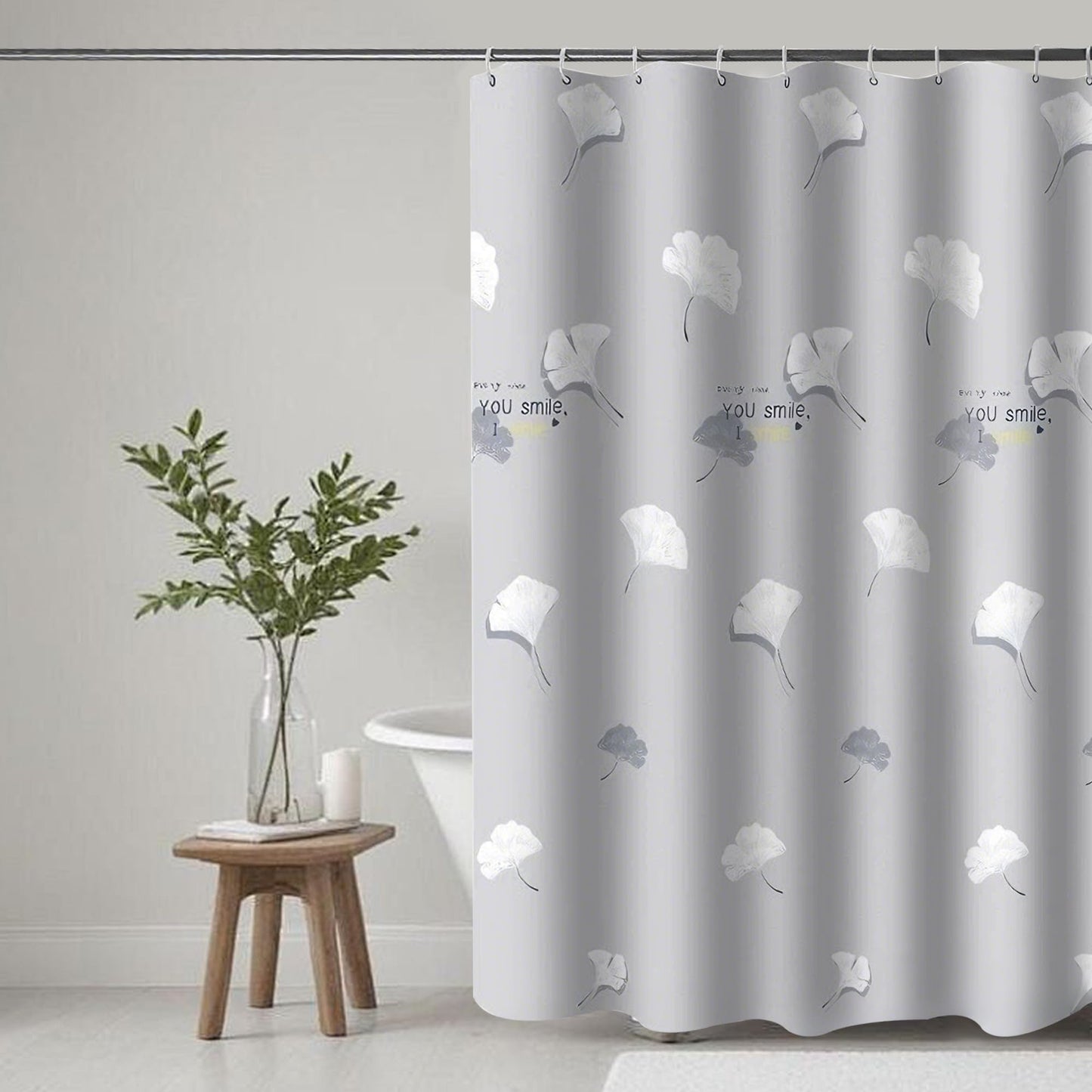 KAIMEIYU Shower Curtain Polyester Bath Curtains Heavy Duty with 12 Hooks Bathroom Curtain Washable Waterproof for Bathtub and Bathroom 180X180CM Grey