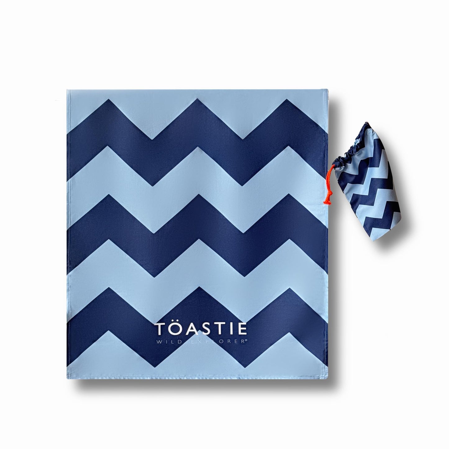 T?ASTIE Beach Towel - Quick Dry Microfiber Towel - Lightweight - Includes Bag - Blue Chevron (130x76cm, 51''x30'') - Lightweight Towels