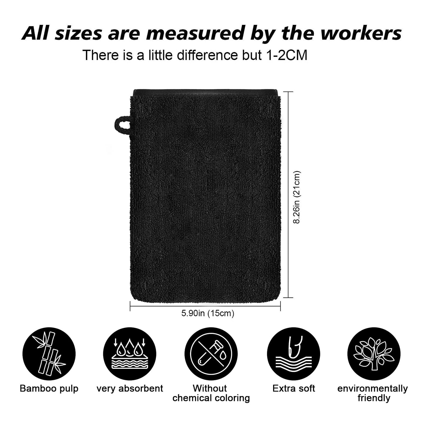 PHOGARY Pack of 10 Microfibre Body Wash Mitts Set, Flannels Soft Face Mitts, Bath SPA Cloth, Reusable Makeup Remover Mitt Gloves, 15x21 cm