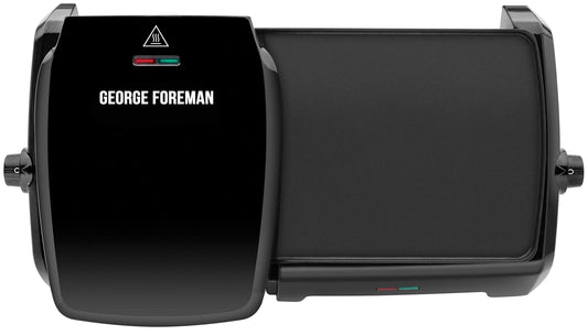 George Foreman Large Electric Grill & Griddle [Dual independent temperature control, Energy saving, Easy clean, Non stick, Healthy, Toastie, Hot