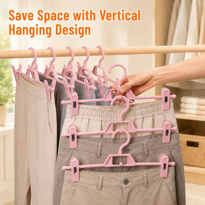 10 Pack Trouser Hangers with Clips, Space Saving Skirt Hangers Organiser