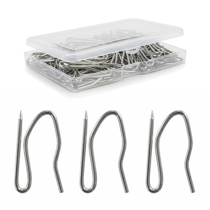 Metal Curtain Hooks - Heavy Duty Zinc Pin Hooks, 50 Pack Curtain Pins for Pencil Pleat & Pinch Pleat Heavy Lined Curtains, Heading Tape, Tracks