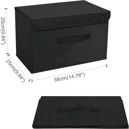 Homsorout Foldable Storage Boxes with Lids - Wardrobe Organiser Bin with Handle Fabric Basket Containers for Clothes, Book, Shelf, Office