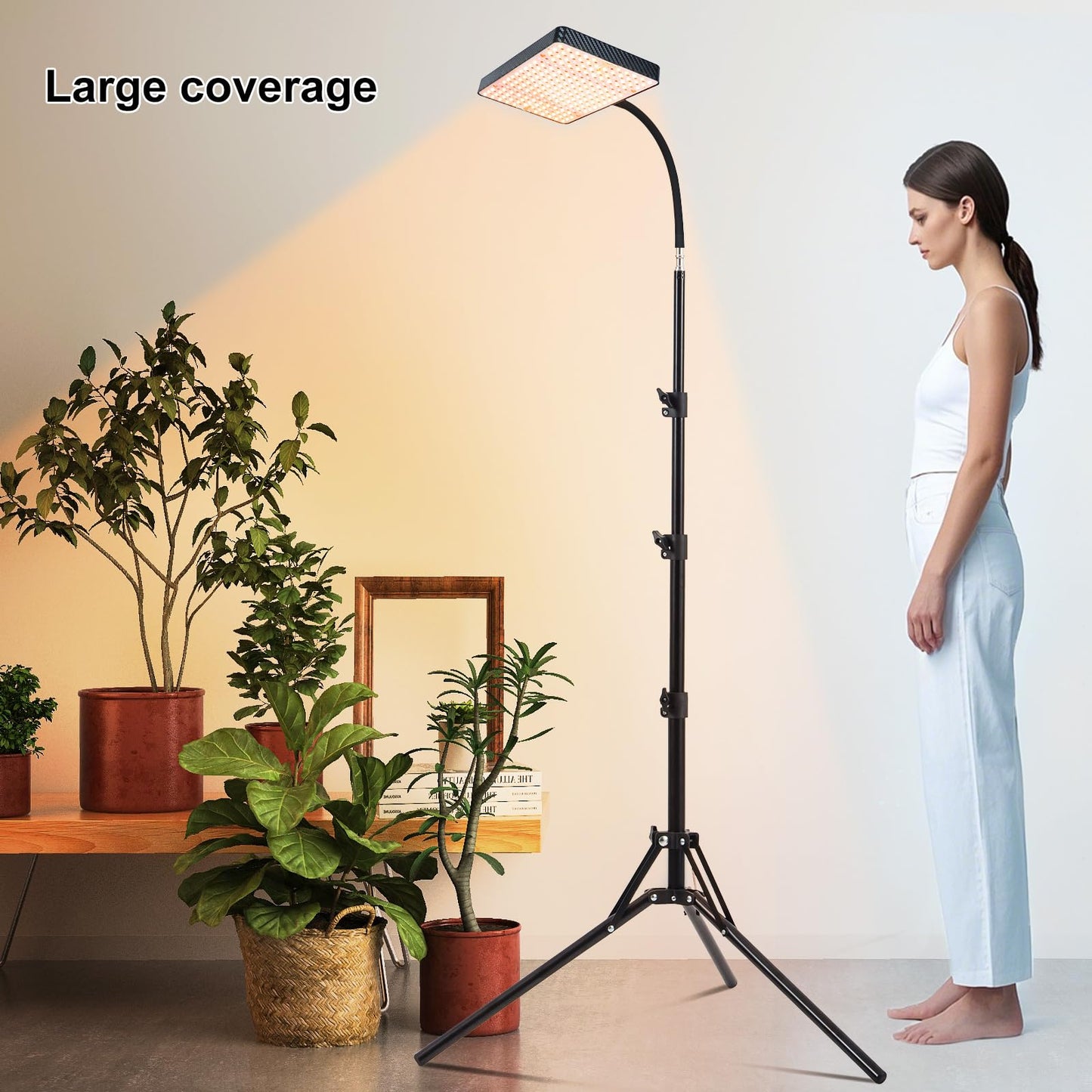 FECiDA Standing Grow Lights for Indoor Plants Full Spectrum, Stepless Dimming Grow Light with Stand for Tall Bonsai Plants, 4/8/12/16 Hr Timer, 2000