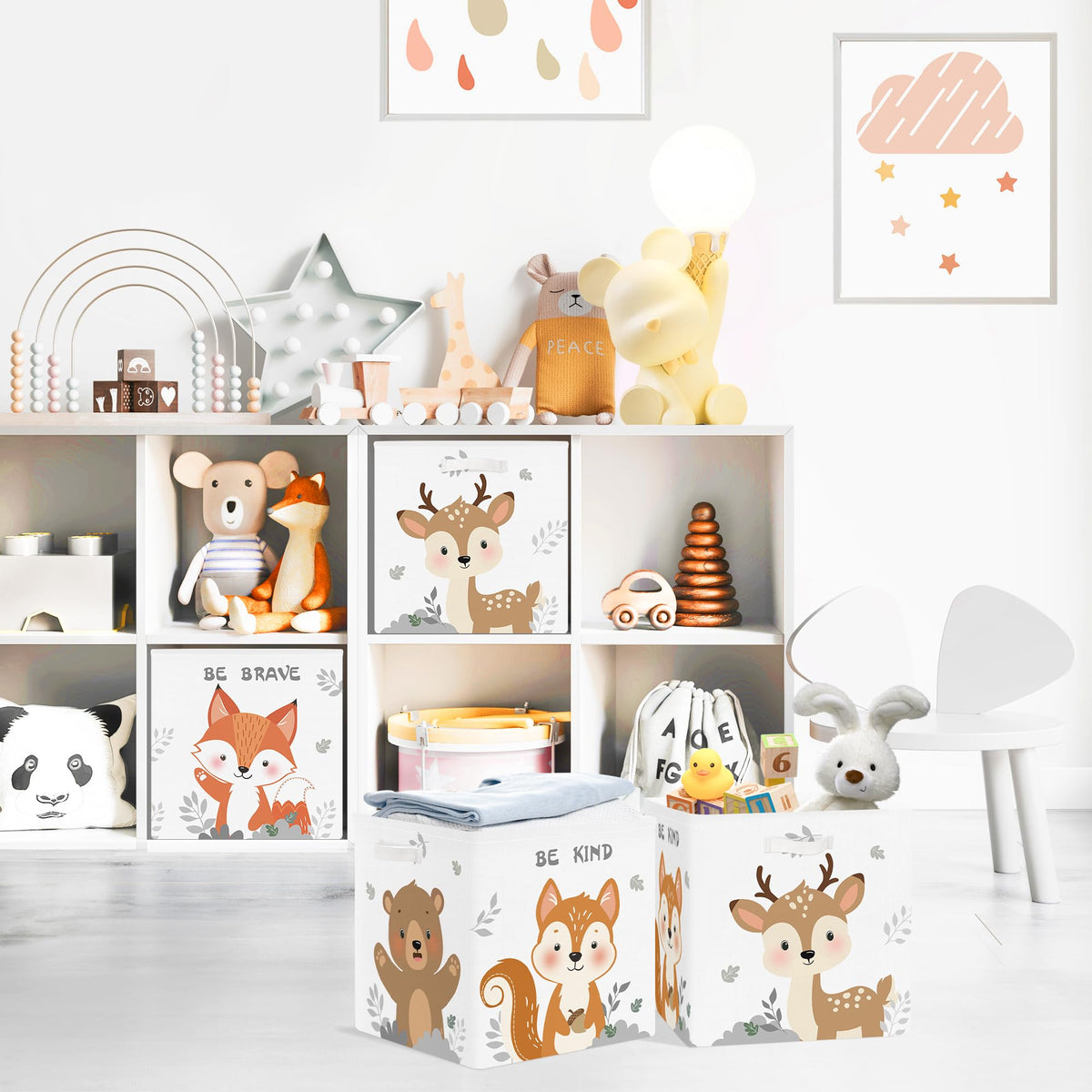 Clastyle 3 pcs Cute Animals Cube Storage Boxes for Shelves Kallax Boxes