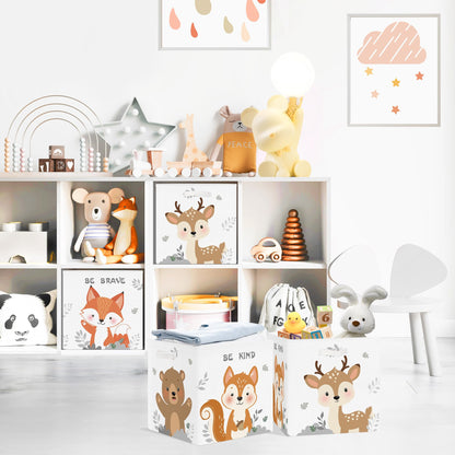 Clastyle 3 pcs Cute Animals Cube Storage Boxes for Shelves Kallax Boxes
