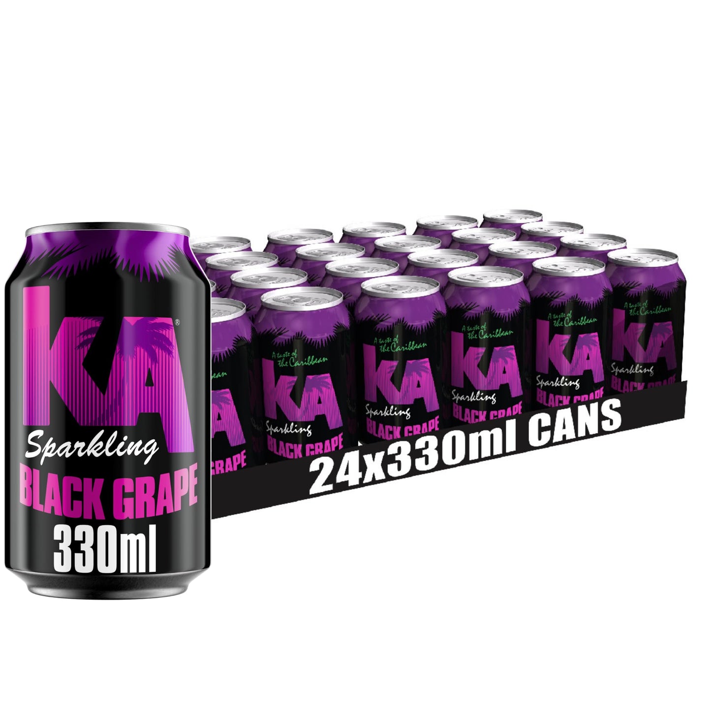 KA Caribbean Black Grape Fizzy Drinks - Traditional & Authentic Caribbean Jamaican Style Sparkling Drink - Soft Drinks Multipack - Black Grape Soda