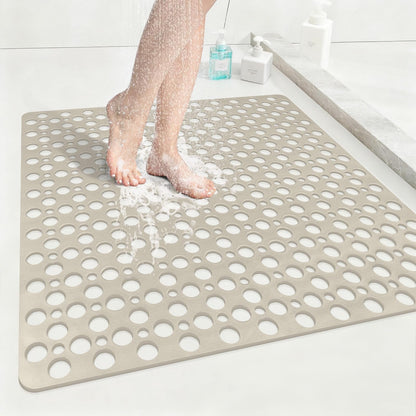 Anti Slip Shower Mat with Suction Cups,70x70cm Quick Drain TPE Non Slip Shower Mats for Inside Shower,Large Bath Mat for Shower Soft on Feet