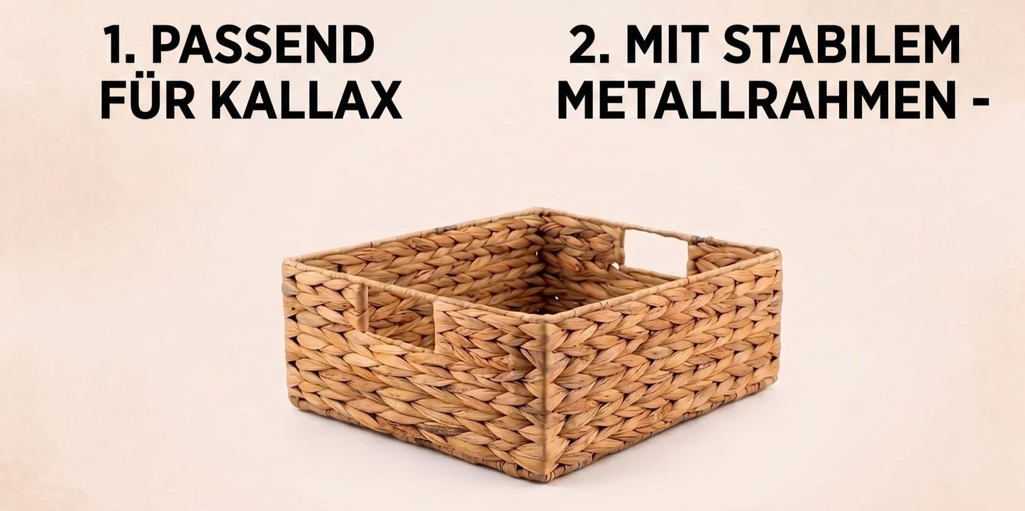 Sustainable Storage Basket, Braided Water Hyacinth Seagrass Single Half Compartment 30 x 34 x 15 cm