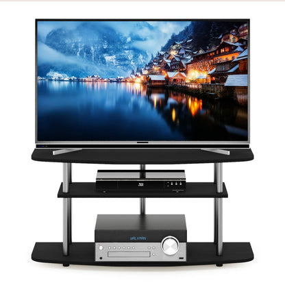 Furinno TURN-N-TUBE TV Stand, 3-Tier Entertainment Center,TV Console for TV up to 46 Inch, for Living Room, Bedroom, Black Oak