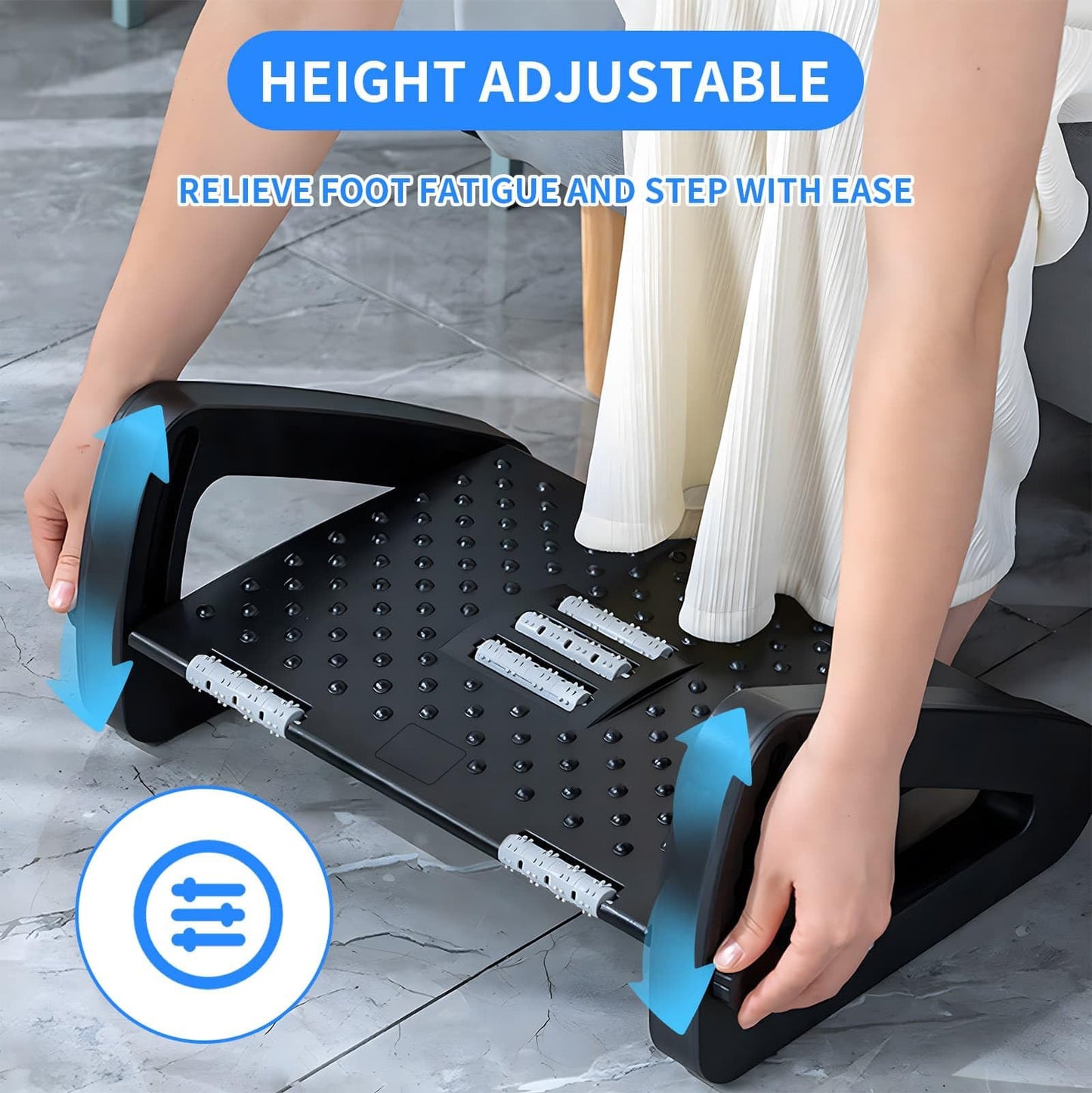 Foot Rest Under Desk Office Foot Stool Adjustable Height/Angle Footrest
