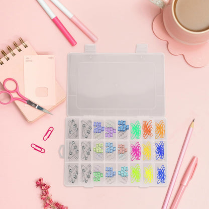 Bojueshaw Transparent 24-Grid Storage Box for Jewelry, Sewing Accessories, Medication, DIY Parts Organizer, Removable Compartments for Small Parts