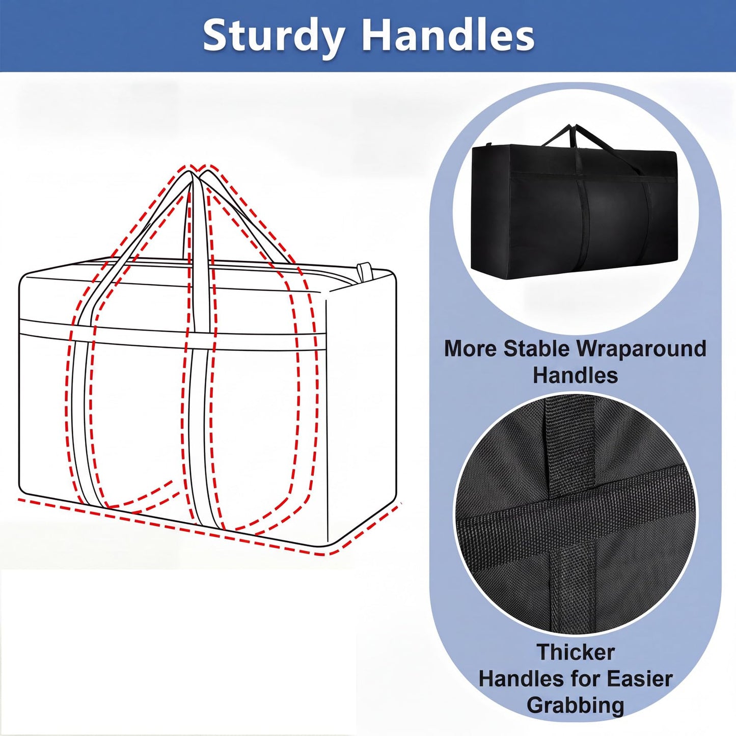 2 Pack 180L Jumbo Moving Bags, Storage Bags, Moving Box with Zip, Black