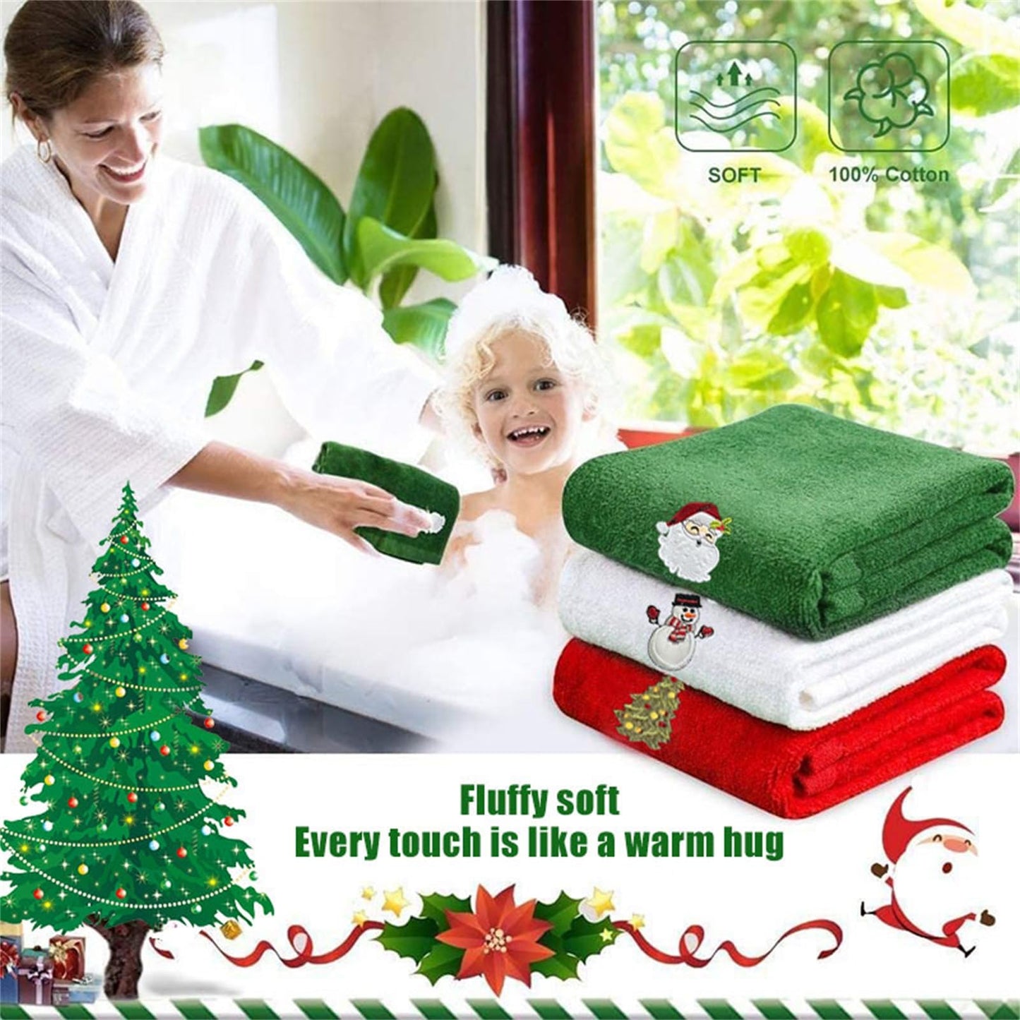 Springcmy Christmas Hand Towels3 Pack Set Kitchen Dish Towels Bathroom Housewarming Gifts Absorbent Kitchen Towels Christmas Decorations Towel