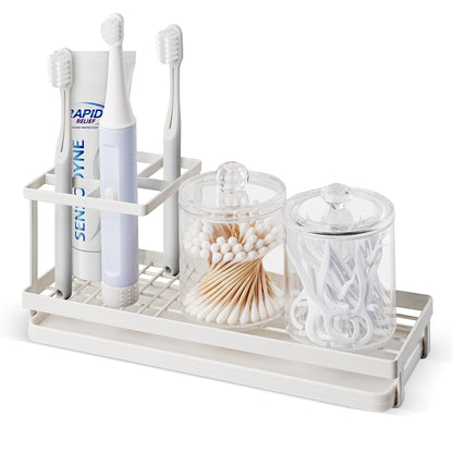 MYITYARD Toothbrush Holder for Bathroom, Metal Countertop Electric Toothbrush Holder with Toothpaste Holder and Cup Storage Organizer