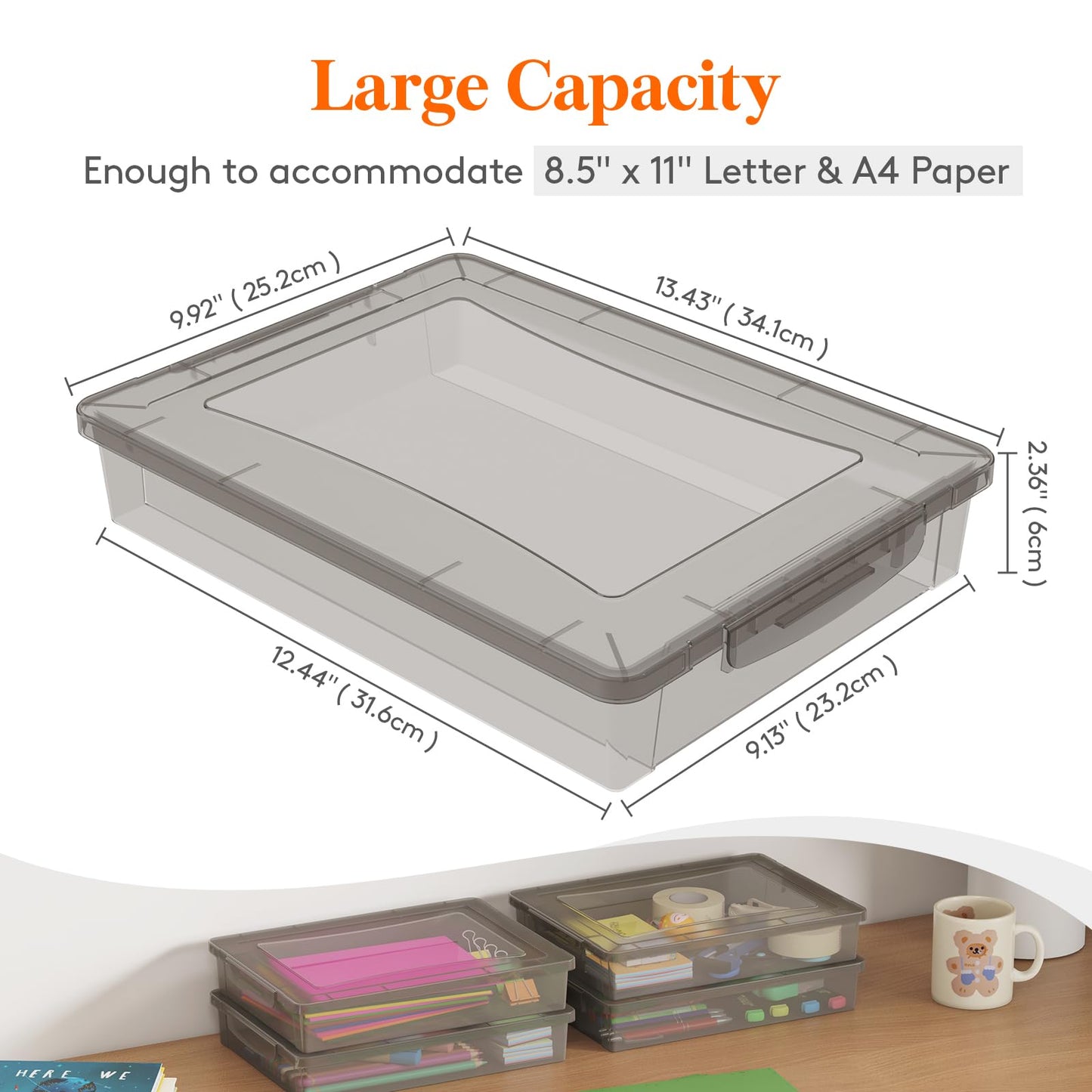 Lifewit Paper Storage Bins with Lid, Document Organizer, 2 Pcs, Grey
