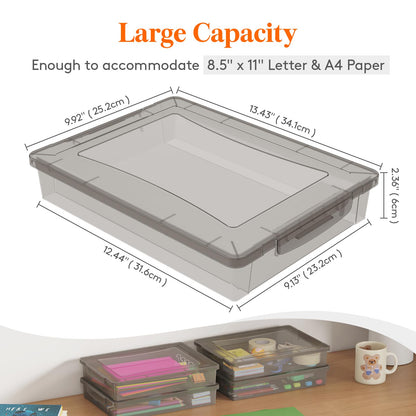 Lifewit Paper Storage Bins with Lid, Document Organizer, 2 Pcs, Grey