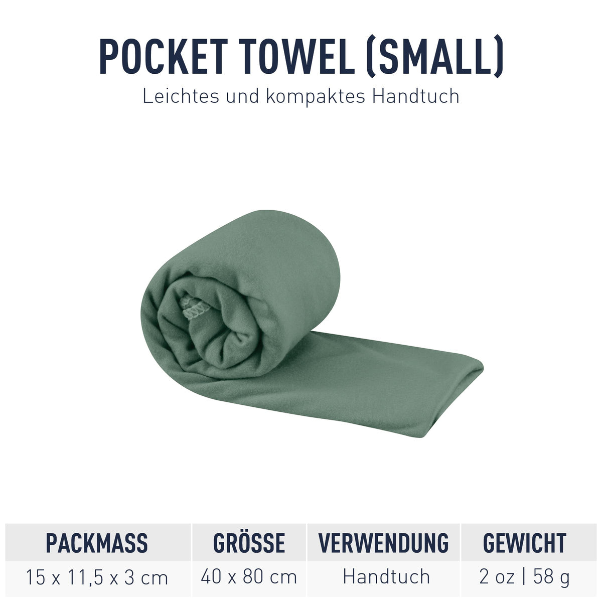 Sea to Summit - Pocket Microfibre Towel S - Hand Towel - Tiny Pack Size - Ultra Absorbent & Quick Dry - Whisper Light - Hang Loop & Case