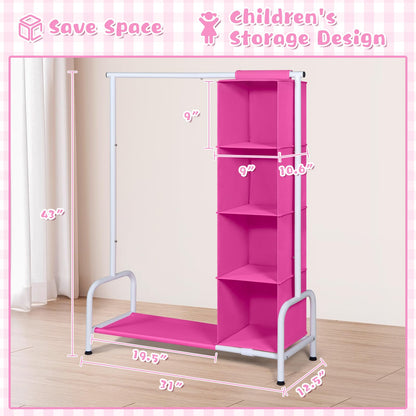 Univivi Kids Clothes Rail, Short Kids Dress Up Rail, Magenta & White