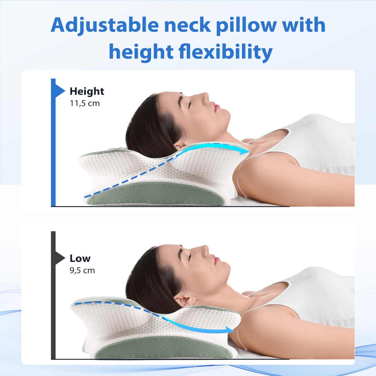 MULISOFT Memory Foam Pillow, Comfortable Pillow, Supportive Neck pillow, Ergonomic side sleeper pillow (GREEN)