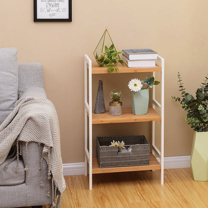 SONGMICS 3-Tier Bamboo Storage Rack for Bathroom, Kitchen, Bedroom, 45 x 31.5 x 80 cm, Natural and White BCB73Y