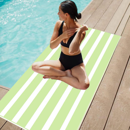 Large Thin Microfibre Beach Towel with Bag for Adult Men Women,160x90cm Green Stripe Beach Towels Quick Dry Sand Free Lightweight Swim Bath Towel for
