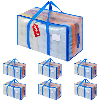 Dntorx 6 Pack 105L Moving Bags Clothes Storage Bags Drom Packing Box, Blue