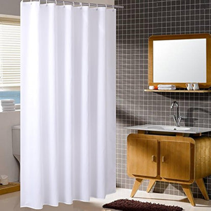 Homehold 240cm Wide By 200cm High White Shower Curtain, Waterproof Polyester Bathroom Curtain With Hooks