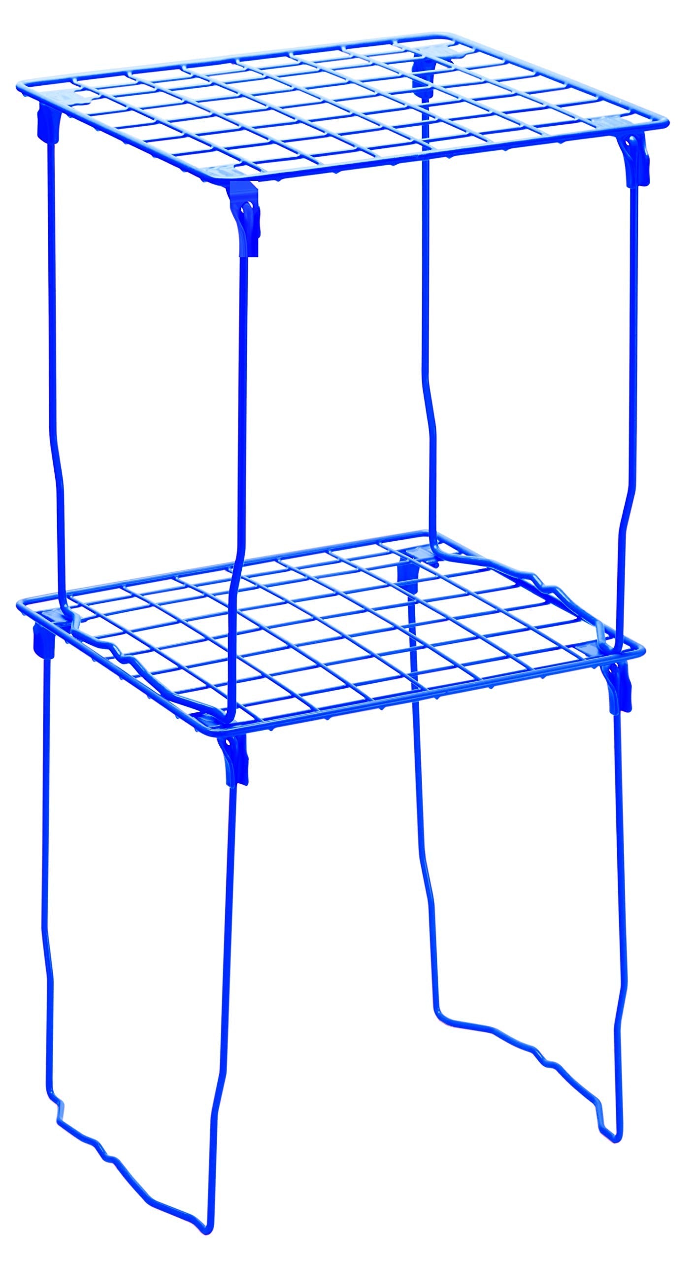 Lockermate Stac-A-Shelf Locker Shelf, Stackable Organizer, Extra Tall, Fits Standard Size School Lockers, Blue