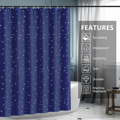 AWIYTE Shower Curtain 180 x 200 cm (71 x 79 Inch), Waterproof Polyester Textile Fabric Machine Washable with 12 Plastic Hooks & Weighted for Bathroom