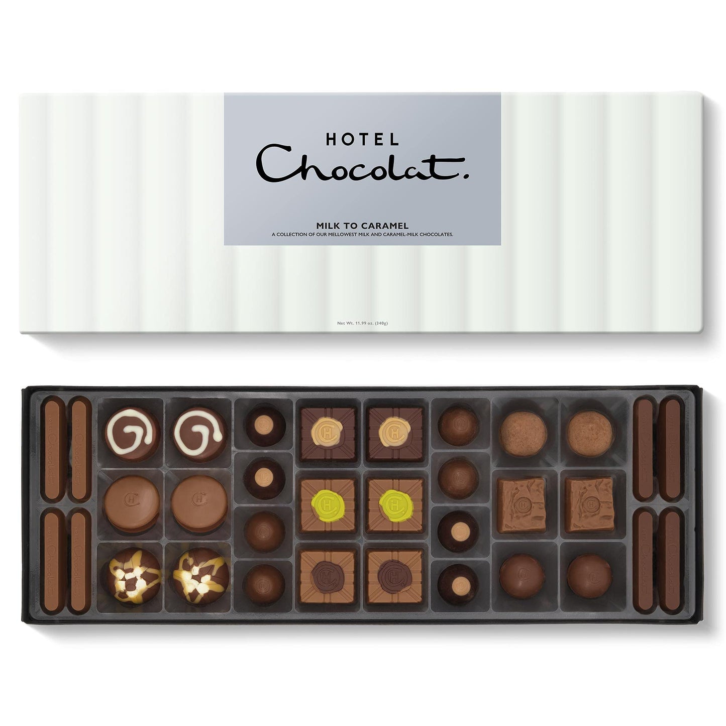 Hotel Chocolat Milk to Caramel Sleekster 340g - 34-Piece Milk and Caramel Chocolate Box - Chocolate Gift for Birthday, Thank You, Congratulations,