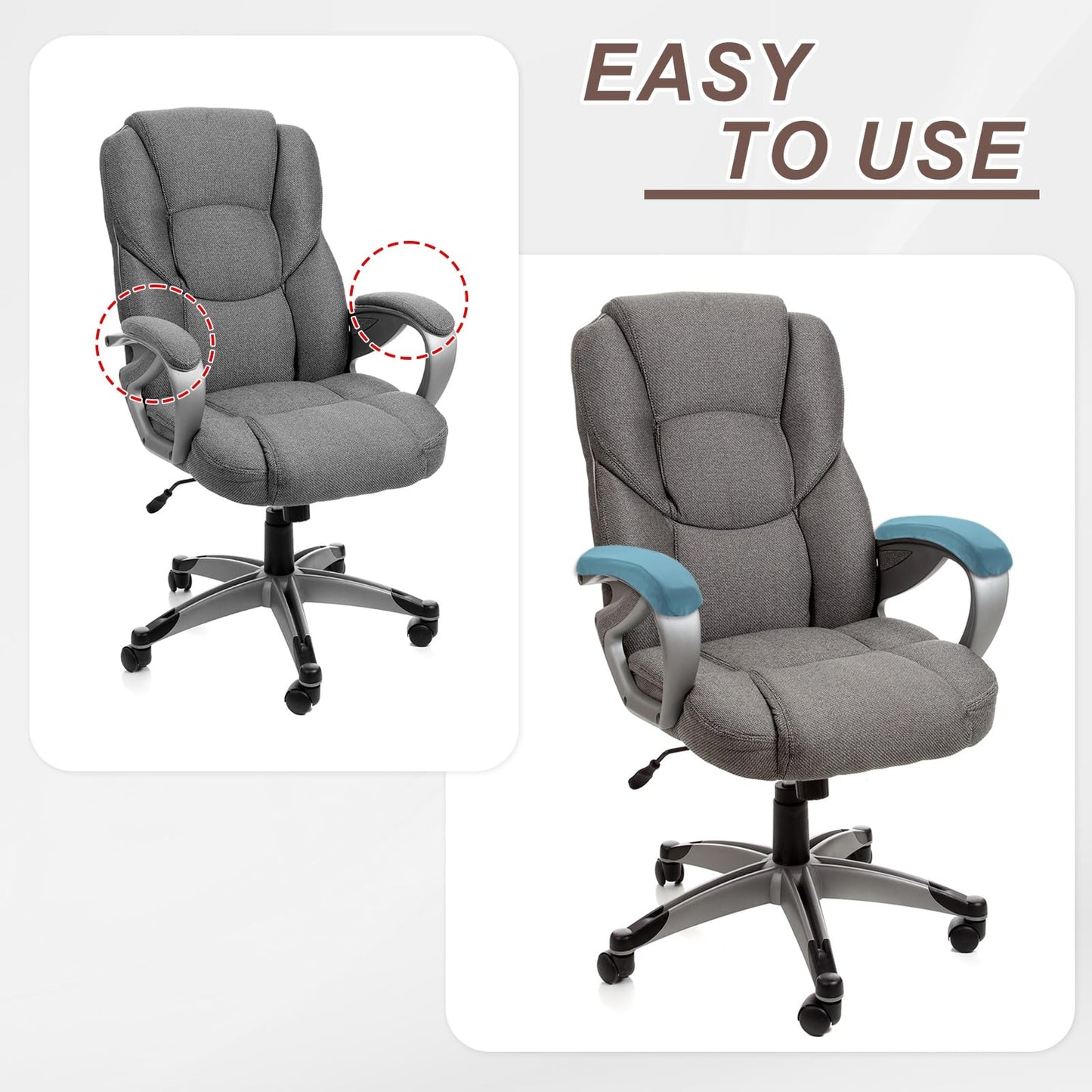 sourcing map Chair Armrest Slipcovers Covers, 32 x 8cm Polyester Removable Seat Hand Rest Protector for Office Chairs Desk Chair(Beige)