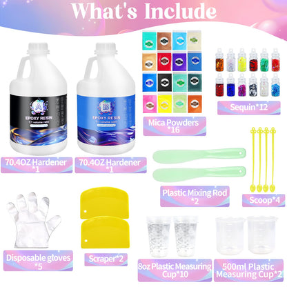 Ghguole Epoxy Resin Kits-4.15 L/1.1 Gallon Crystal Clear Epoxy Resin&Hardener for Beginners,Resin Starter Kit for DIY Art&Craft,Jewelry Making,Mold