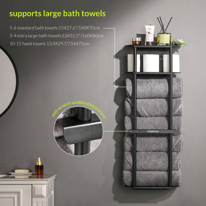 Towel Storage Rack Wall for Bathroom, Camping Chair Holder with Shelves