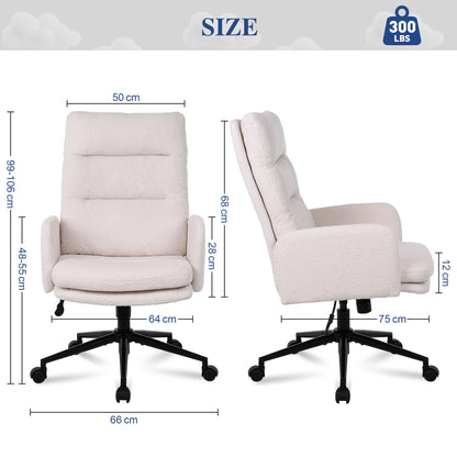 Flysky Office Chair for Home, Teddy Fleece Desk Chair, Beige