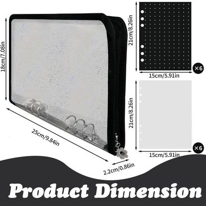 Huakaile 8.26" x 5.91" Black Enamel Pin Display Book, Pin Trading Binder Album with 6 Page Felt Boards, 6 Clear Dividers & Protective Cover