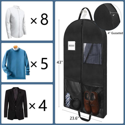 Belinlen 3pack 43" Garment Bags for Travel Hanging Clothes (Black)