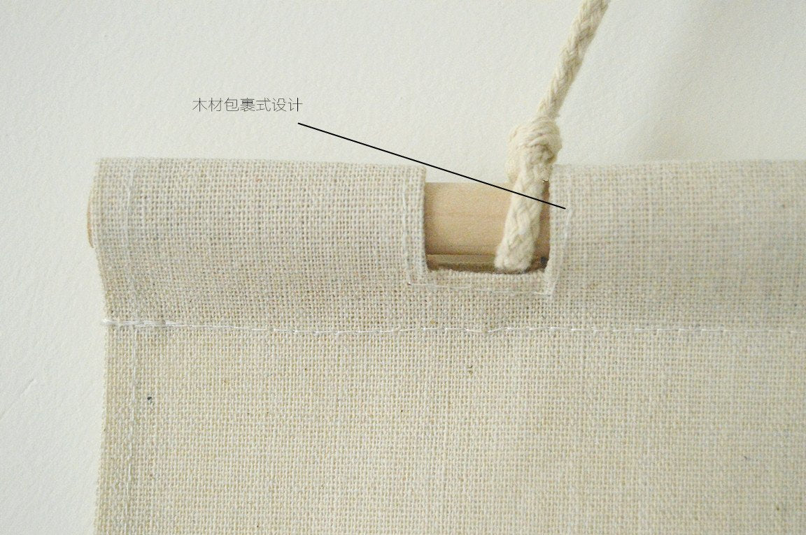 CaLeQi Linen/Cotton Fabric Wall Door Closet Hanging Storage Bag Case (Beige 7 Pockets, 35x54cm)