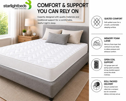 Starlight Beds White Chevron European Single Hybrid Mattress