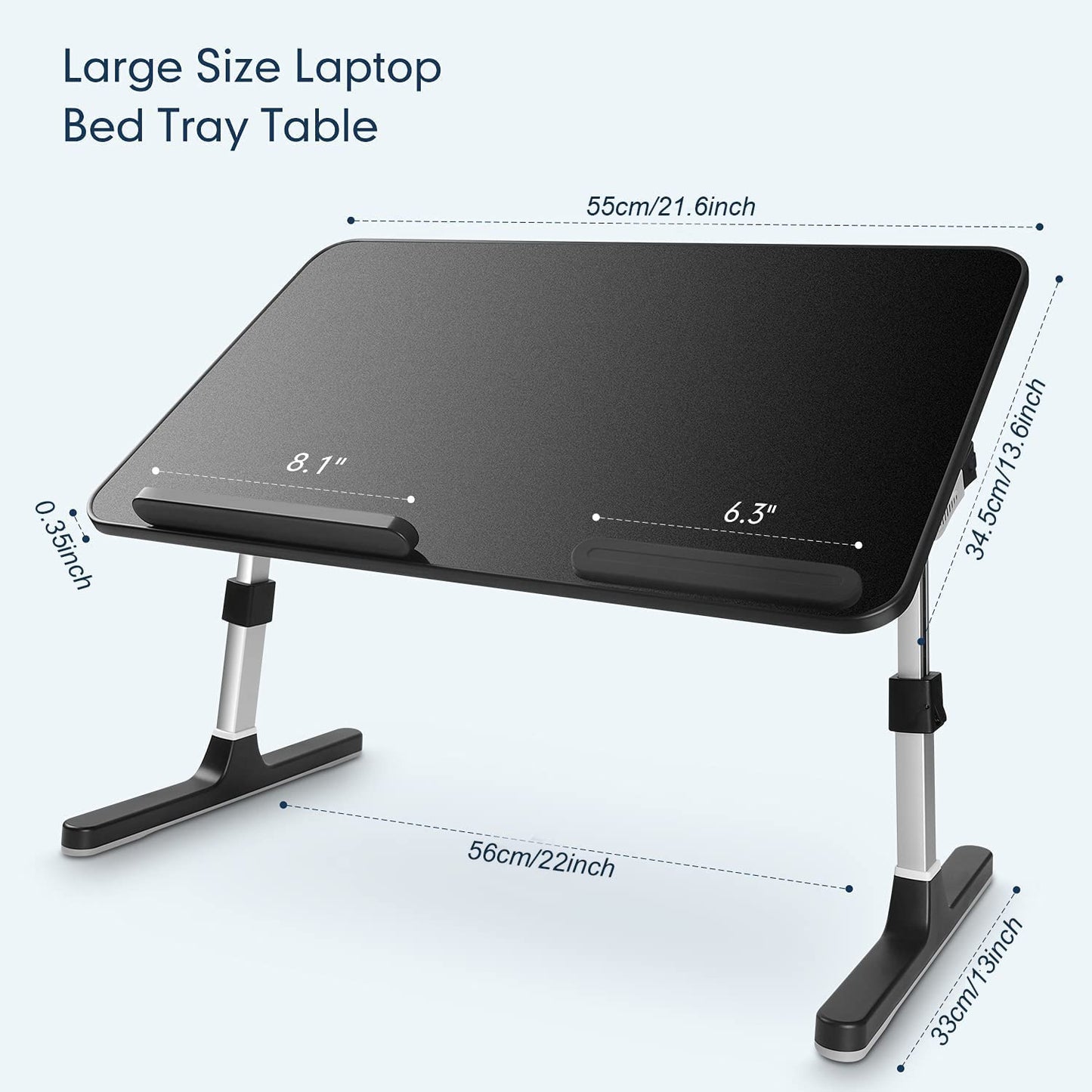 Homesbrand Laptop Stand Computer Desk, Height and Angle Adjustable Laptop Table, Portable Bed Tray for Eating