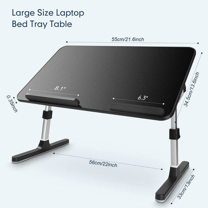 Homesbrand Laptop Stand Computer Desk, Height and Angle Adjustable Laptop Table, Portable Bed Tray for Eating