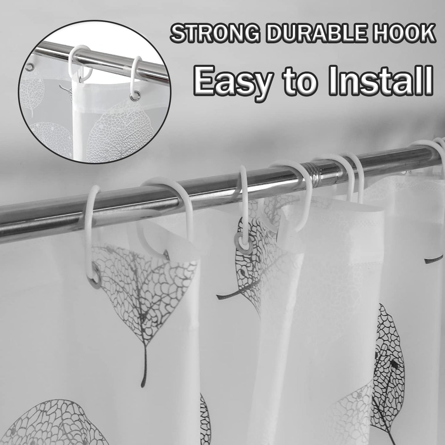 FSTIANXIA Shower Curtain for Bathroom,PEVA Fabric Curtain Bathroom Curtain with Grommets & Hooks,Washable Mould Proof Mildew Resistant