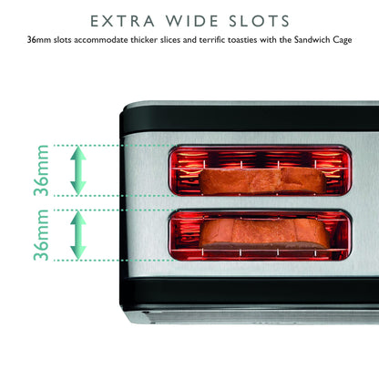 Dualit Architect 2 Slice Toaster | Brushed Stainless Steel with Black Trim | Extra-Wide Slots  Peek and Pop Function  Patented Perfect Toast