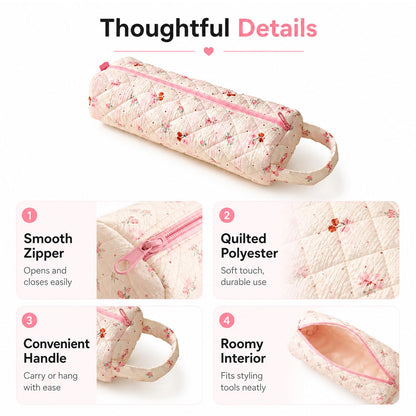 Hair Dryer Bag, Floral Pattern Portable Hair Tool Bag with Storage Bag