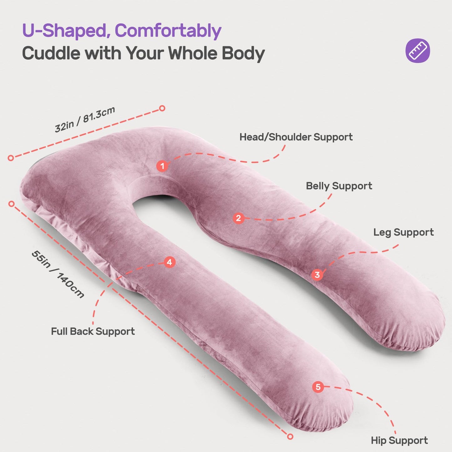 Nuliie Pregnancy Pillow for Sleeping, U Shaped Full Body Pillow Pregnancy Pillows, Maternity Pillow Support for Back, Hips, Legs for Pregnant Women,
