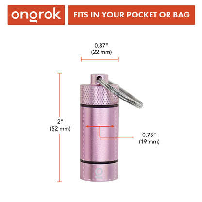 ONGROK Premium Mini Storage Tube, Keychain, Pocket-Sized, Airtight, Aluminum Metal Holder and Case (Rose Gold)