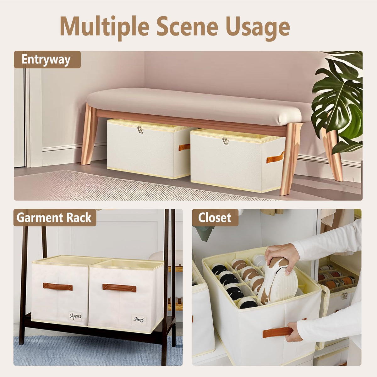 Flexible Dividers Shoe Storage Box Fabric Organiser for Wardrobe - 1 Pack